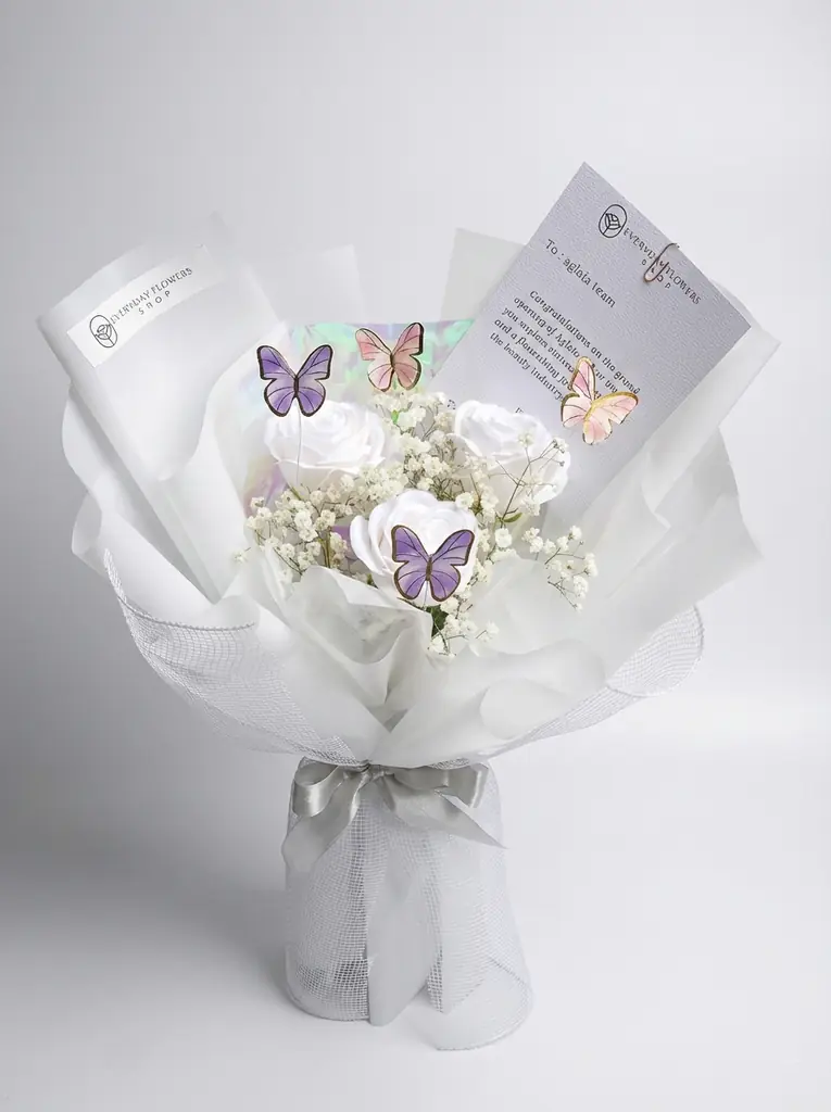 Artificial White Micro with Butterfly