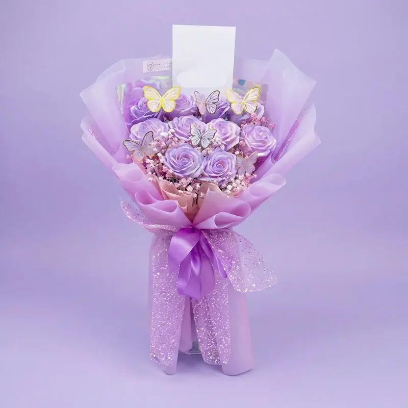 Artificial Violet Complete with Butterfly