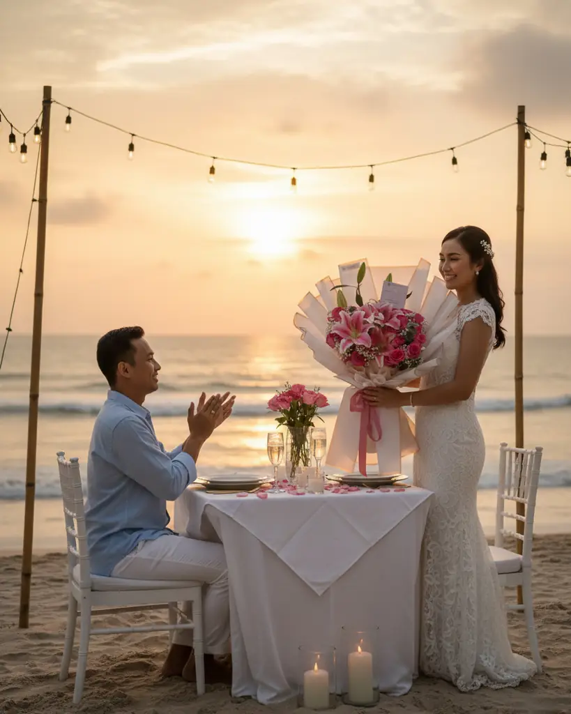 Valentine Bouquet (Roses Candy Lily Pink)