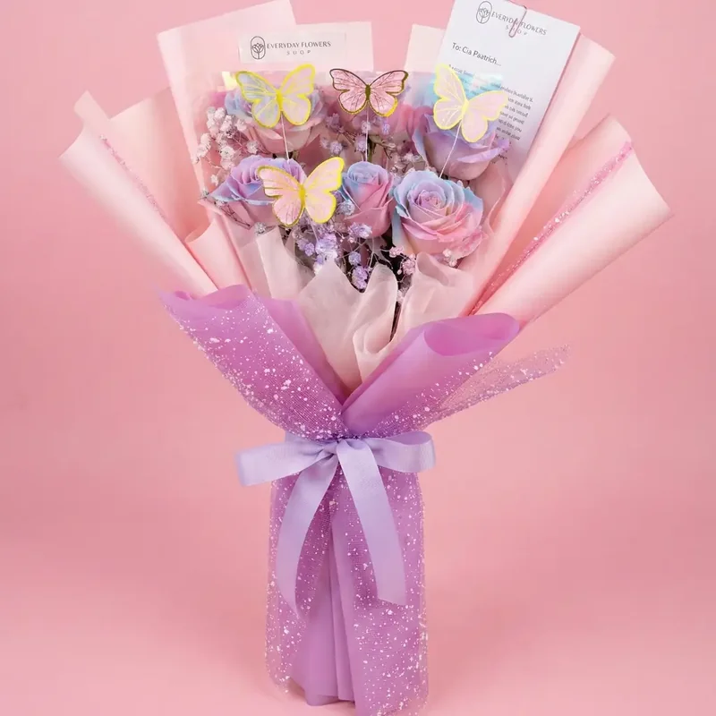 Unicorn Pink Roses with Butterfly